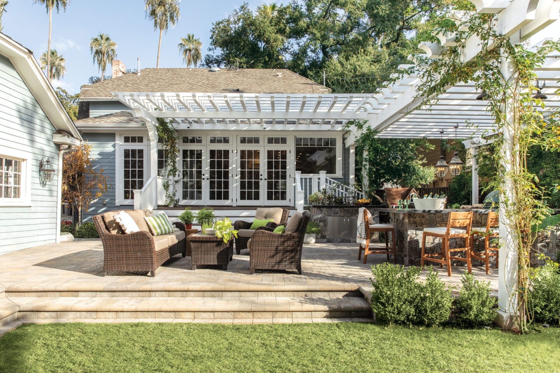 Renovated patio with a new pergola