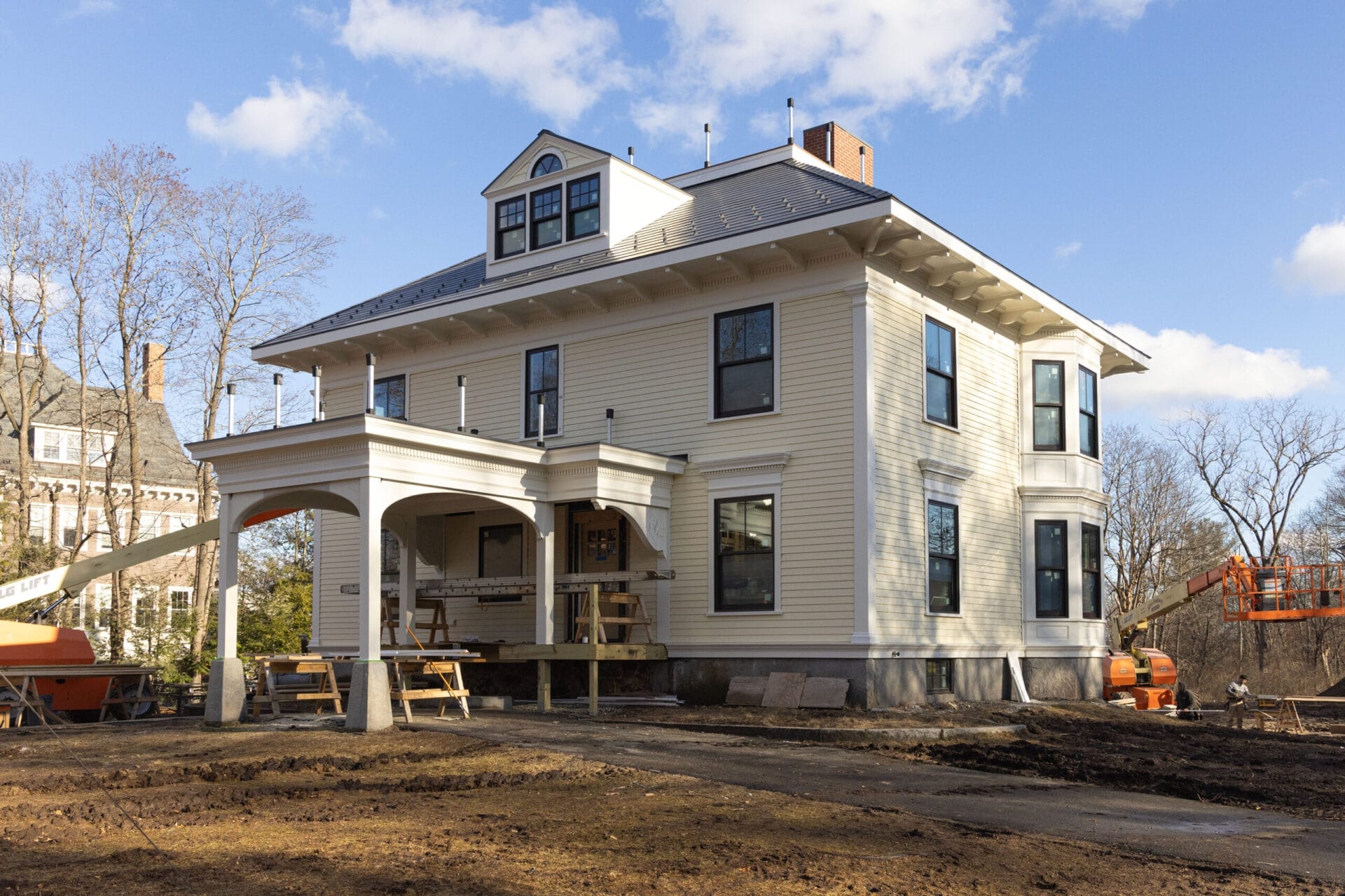 Front of the Westford house in progress of being restored