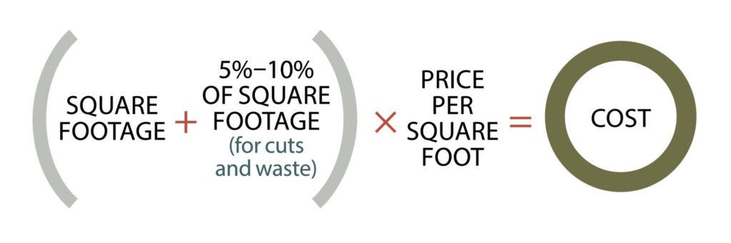 Equation calculating how much hardwood flooring costs.