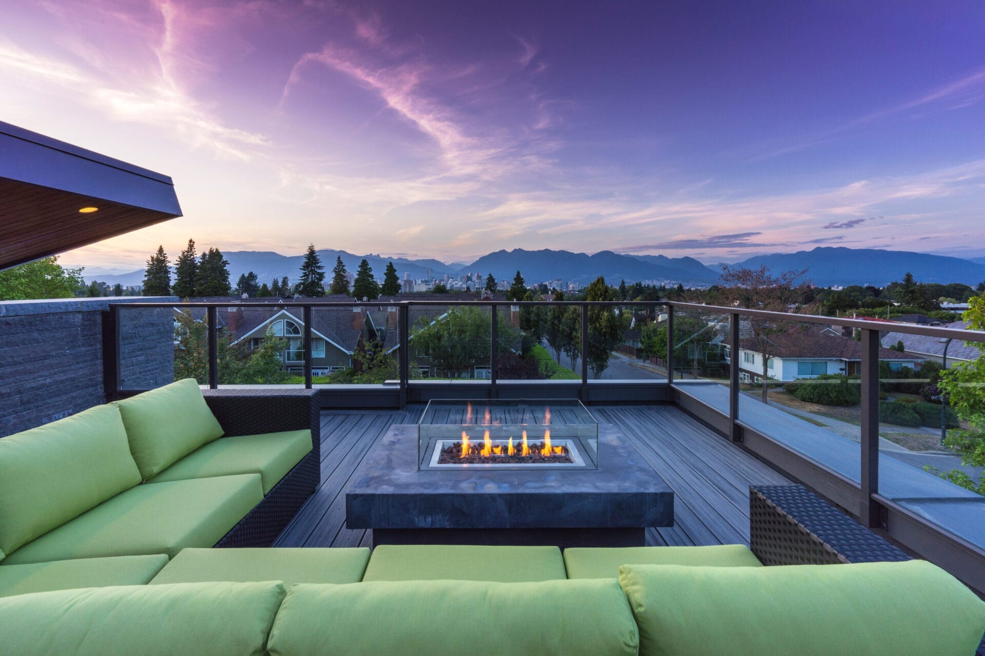 Fireplace on roof deck